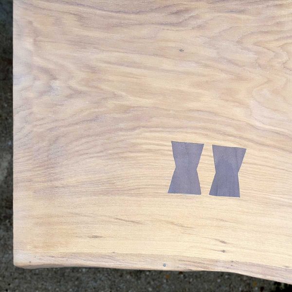 Lightened Oak single slab kitchen table, Putney
