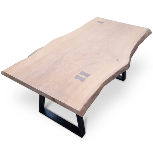 Lightened Oak single slab kitchen table, Putney