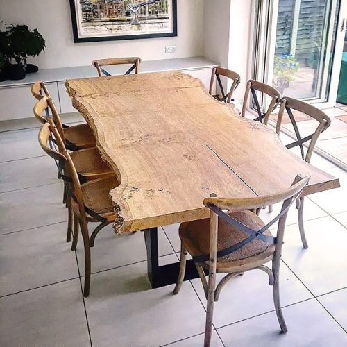 Single slab Oak dining table, Barnes