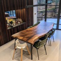 SKU-212-D Single slab English Walnut dining table, Holloway