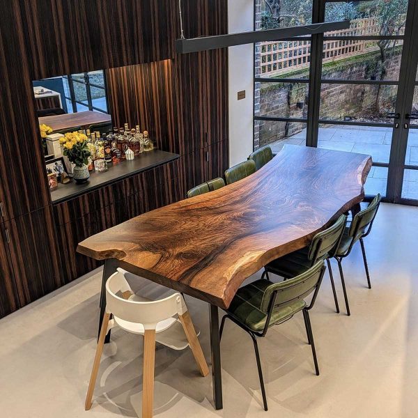 SKU-212-D Single slab English Walnut dining table, Holloway